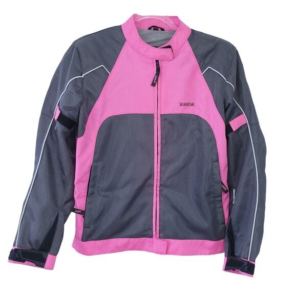 Vega Technical Gear Mesh Motorcycle Jacket w/Padding Large Pink Gray - Picture 1 of 6